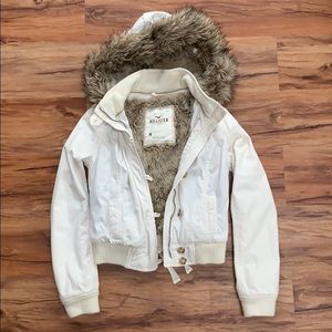 White fur lined winter jacket